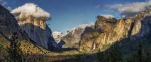 A Spectacular Vista Graced with Evening Sunlight. This is a Panoramic Image of Tunnel View, Yosemite National Park