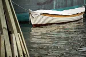Small Boat on the Water at the Inner Harbor, Baltimore, Maryland