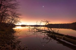 Stars above a Still Loch Raven Reservoir at Twilight