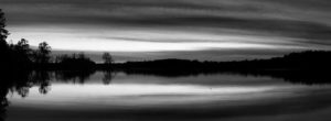 Black and White Panorama of Loch Raven Reservoir, Maryland