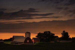 Comet Neowise Above A Farm House in Maryland