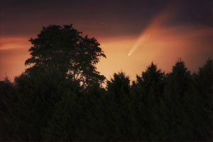 Comet Neowise Above Trees in Worthington Valley, Maryland